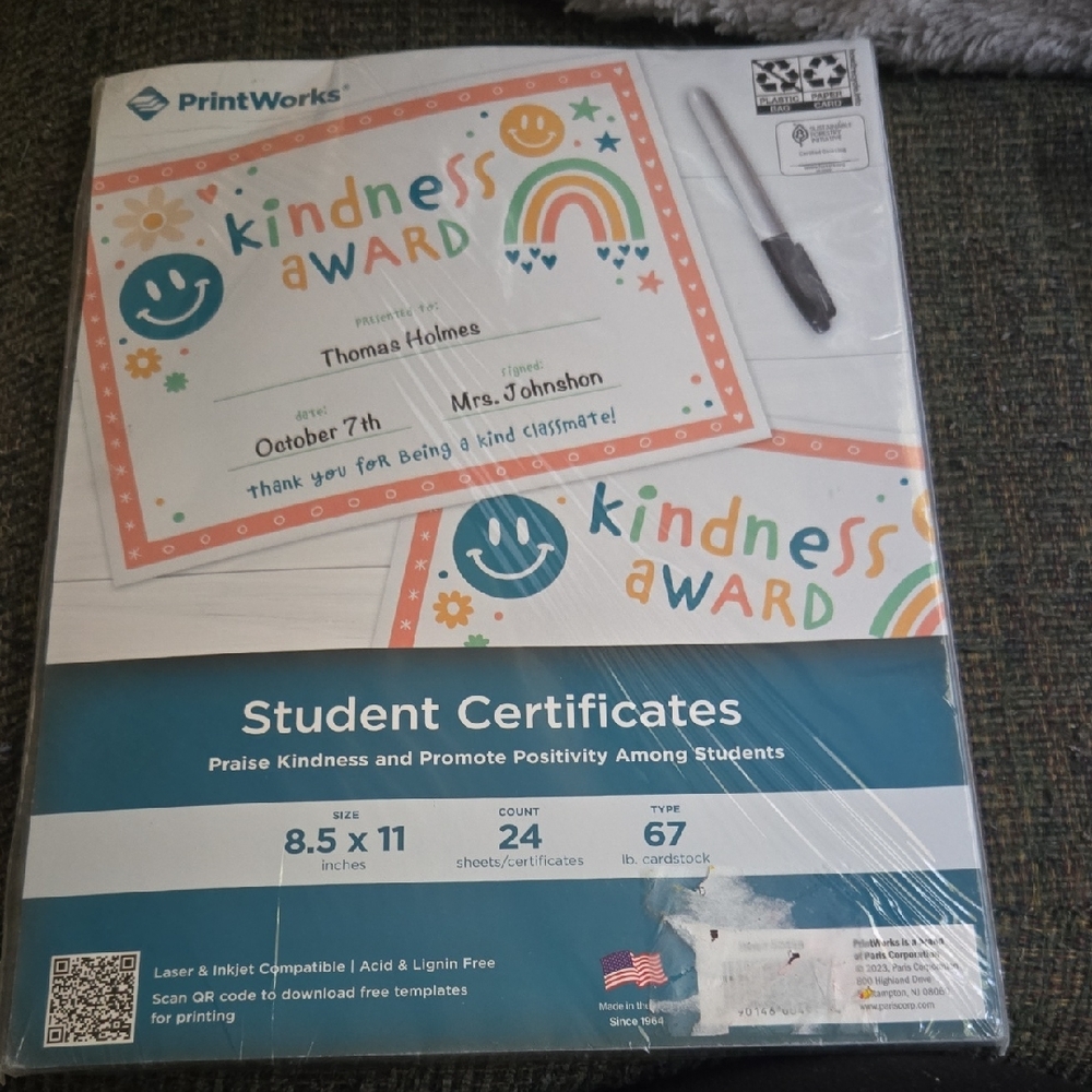 Attention Teachers!! Student Certificates Kindness Award